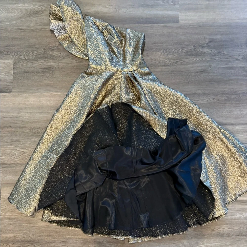 Mac Duggal Gold One Shoulder Dress - Picture 8 of 10